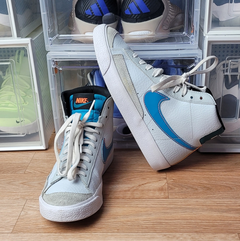 Nike Mid-Top Sneakers with Bright Blue Swoosh